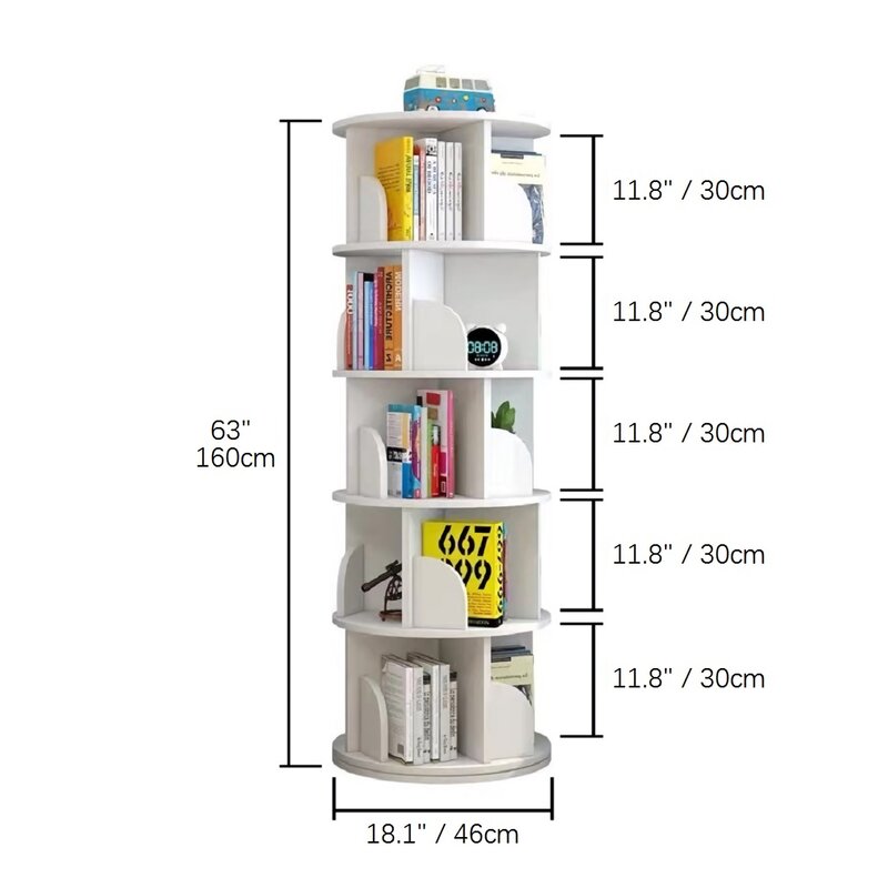 Latitude Run® 360° Rotating Stackable Shelves Bookshelf Organizer ...