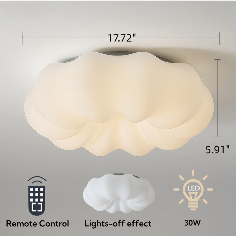 17.72" Pumpkin Cloud Ceiling Light Modern LED Flush Mount Ceiling Light Pumpkin Flush Mount Ceiling Light with Remote Control Children Bedroom