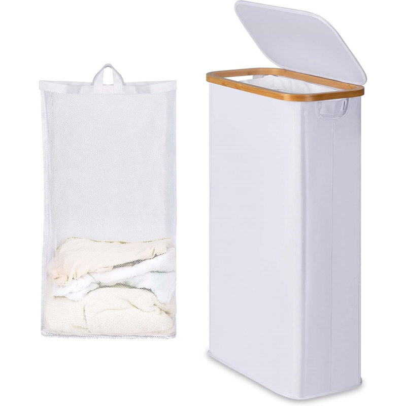 Bhargava Laundry Hamper with Handles, 70 x 41 x 22, White Grey