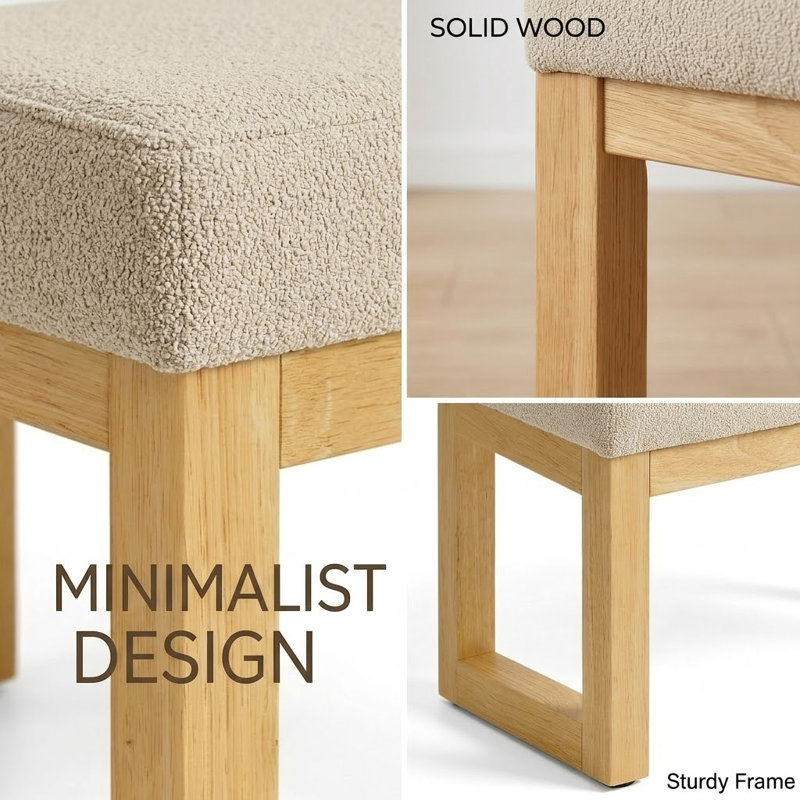 Modern Upholstered Shoe-Changing Bench, Solid Wood Frame, Soft Seat, Compact Entryway Stool for Foyer and Hallway, Brown
