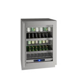 U-Line 24"W. 5 Cass 5.2 Cu.Ft. Compact Refrigerator with Brightshield™ - Stainless Steel Frame with Glass