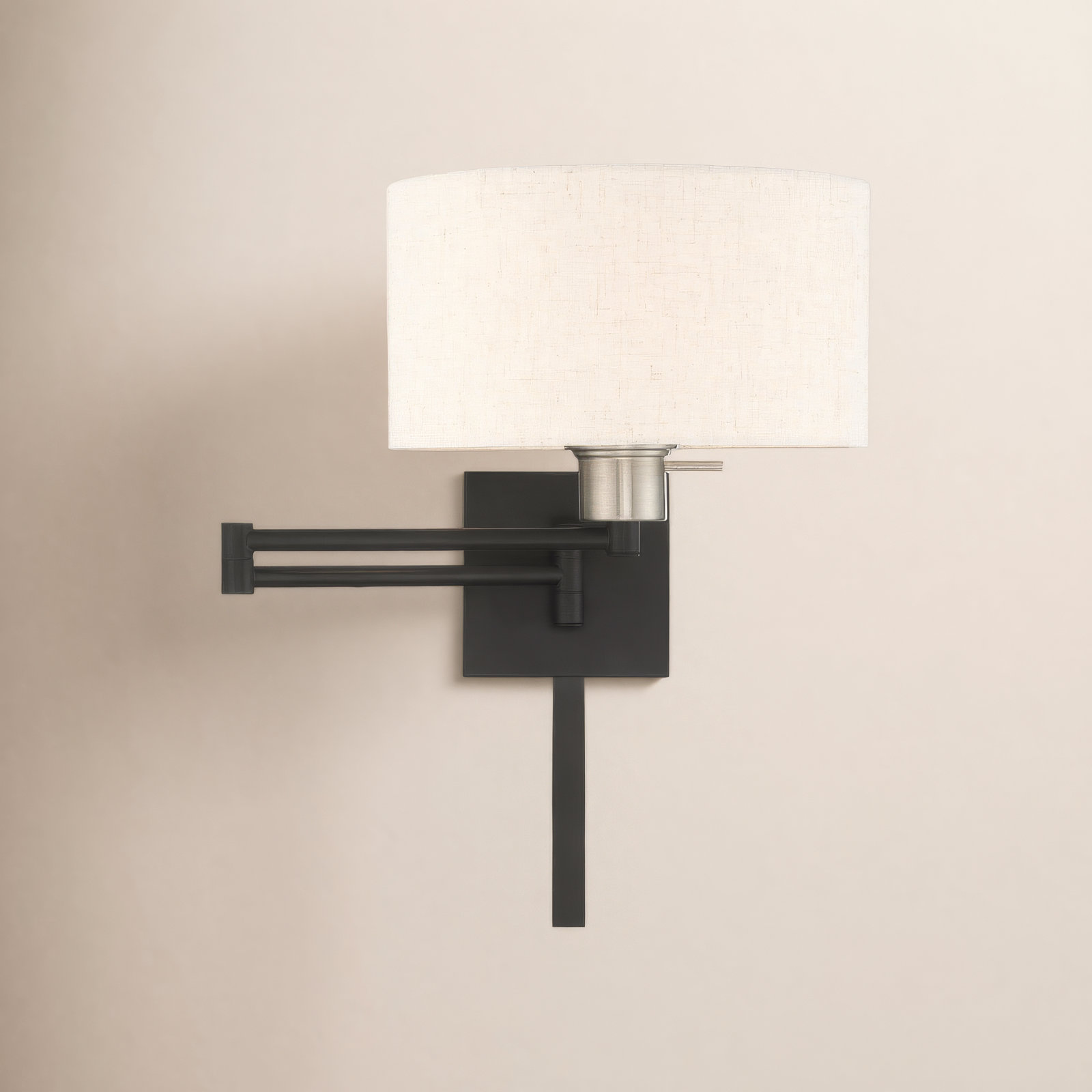 Kevyn Single Light Dimmable Swing Arm Sconce, Black, Oatmeal