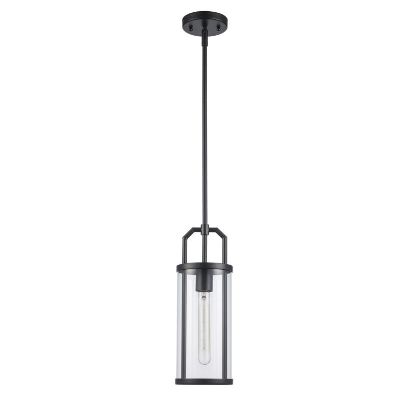 Luminaire suspendu cylindrique à 1 lumière Benbow, Noir
