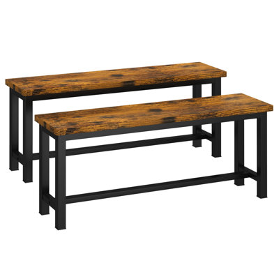 Dining Benches, Pair Of 2 Benches, Kitchen Bench With Metal Legs, Dining Table Benches For Dining Room, Kitchen, Black by 17 Stories