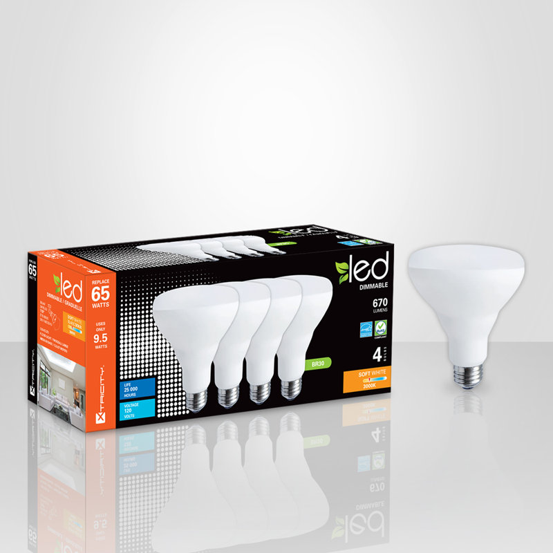 E26 Dimmable LED Floodlight Light Bulb, 3000K, 4