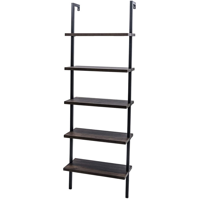 Flythe Ladder Bookcase, Black/Dark Walnut
