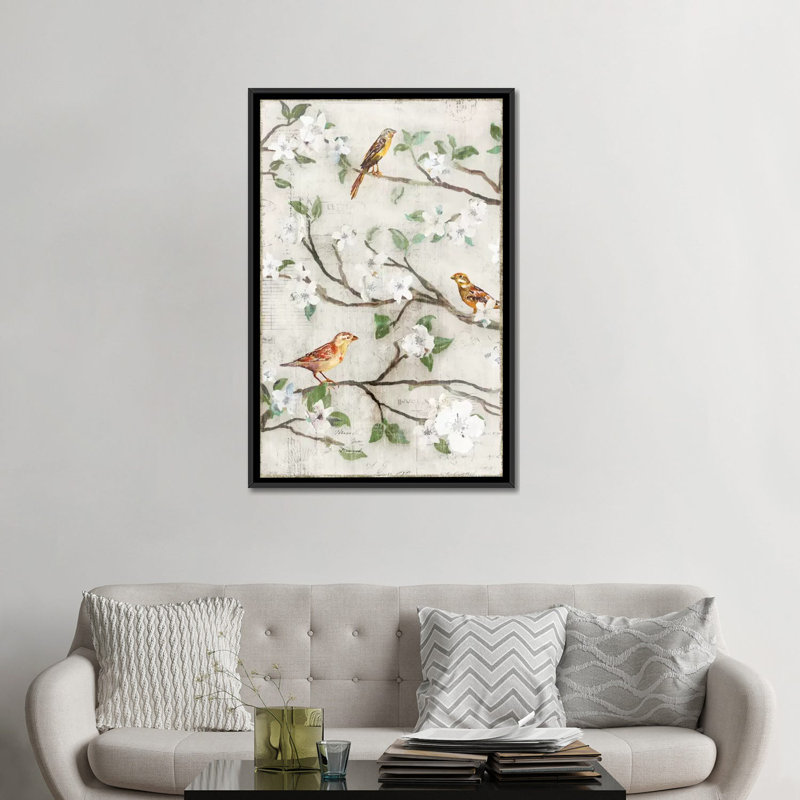 « chansons de fleurs i », impression sur toile, H 26 po x l 18 po x P 1,5 po, Toile avec cadre noir, Pas de tapis
