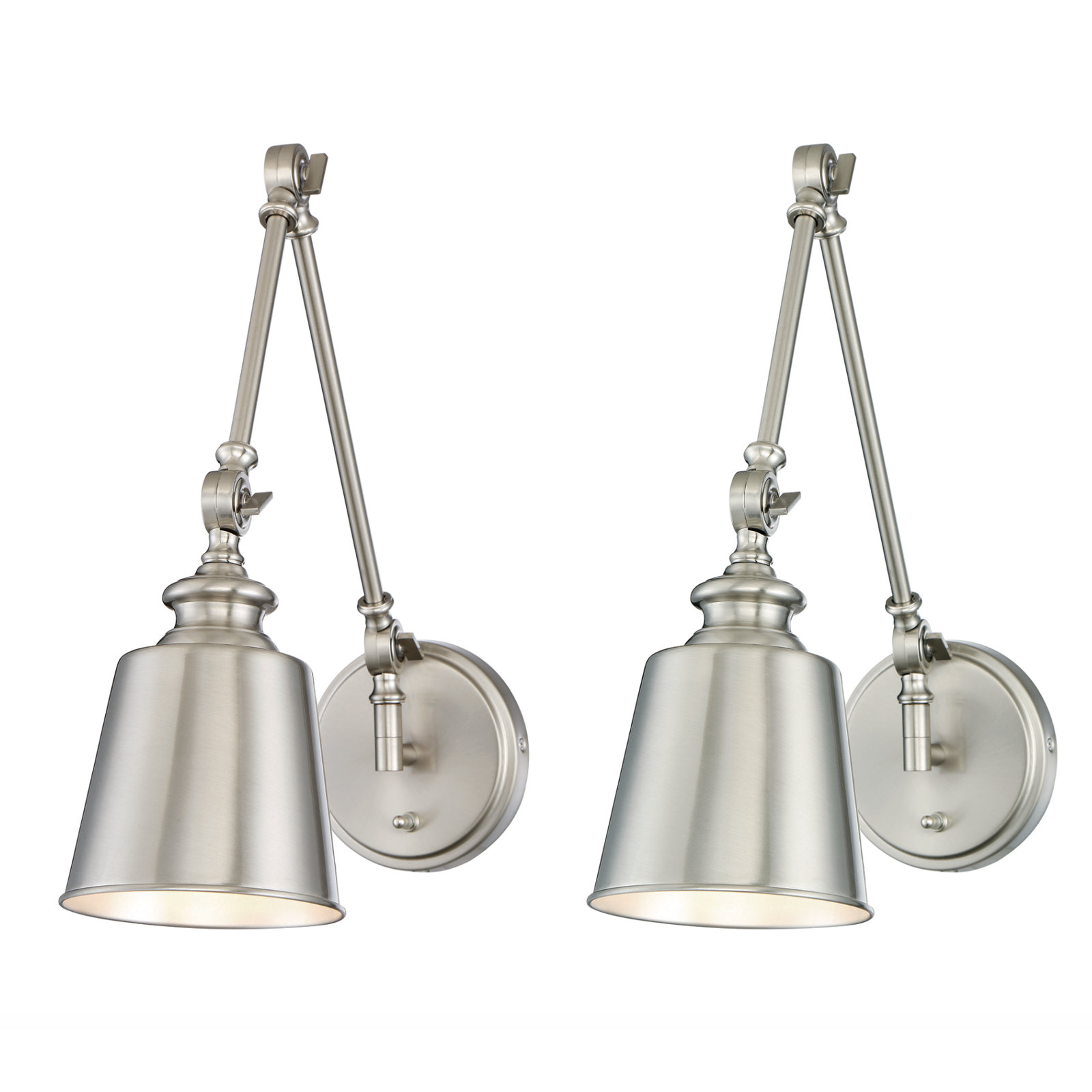 Richwood 2 Light Steel Dimmable Wall Sconces, Brushed Nickel