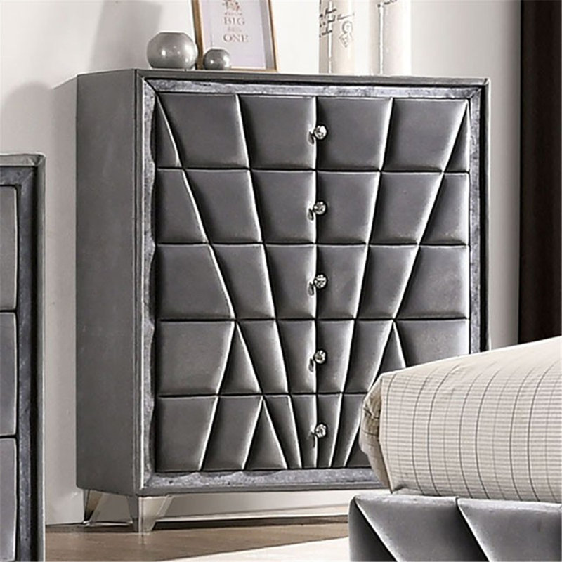 Junita 41'' W 5 - Drawer Dresser, Gray