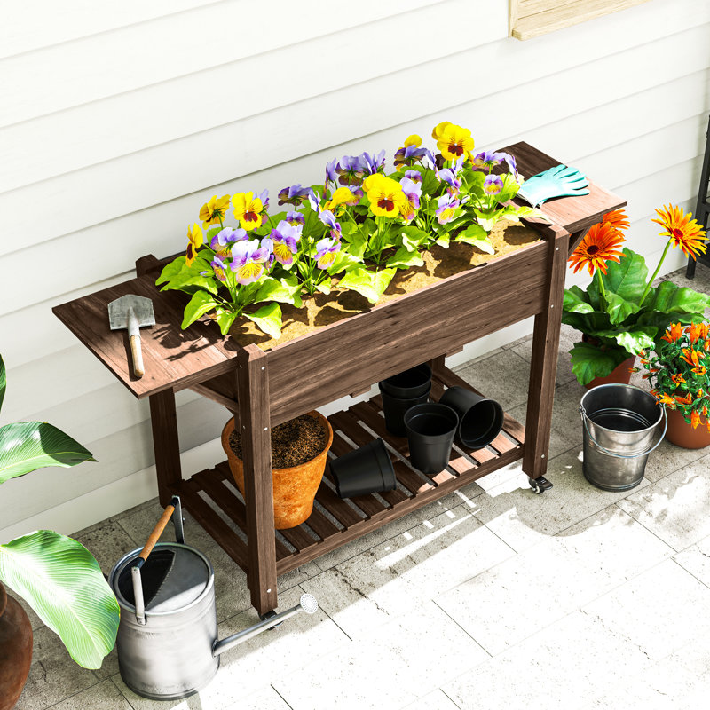 Wood Raised Garden Bed, Carbonised Finish