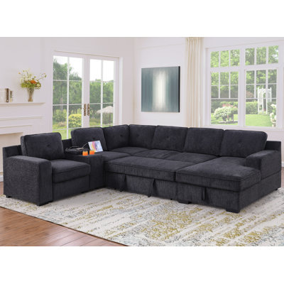 Niyona Modular Sleeper Sectional Sofa Convertible U-Shaped Sofa Bed
