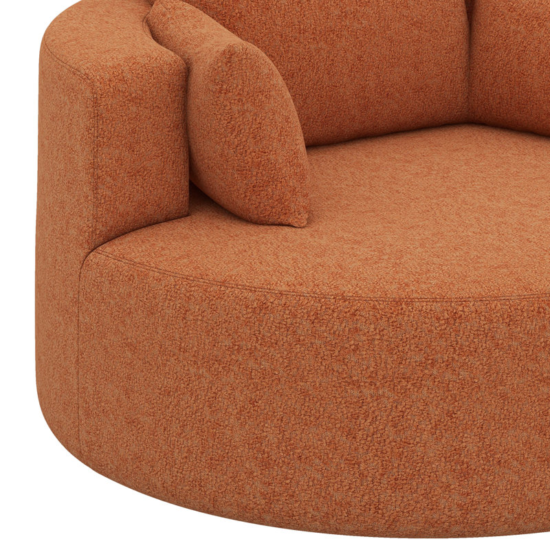 Fauteuil d'appoint pivotant avec 3 coussins amovibles, Orange-rouge
