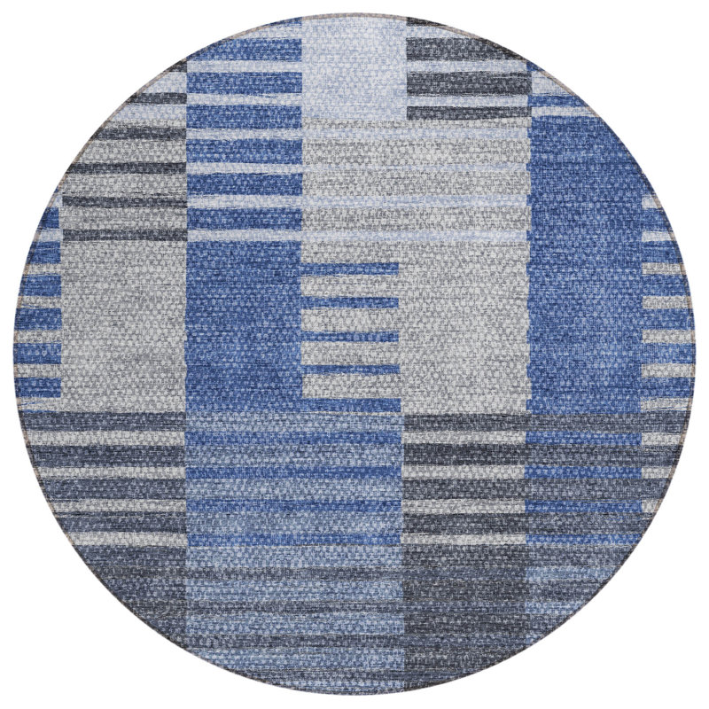 Tapis intérieur lavable rayé 8 pi Denim