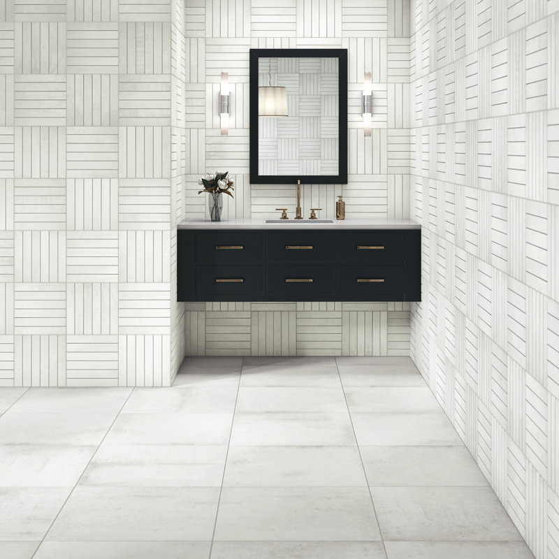 Common Core 24'' W x 24'' L Porcelain Metal Look Singular Tile, Chalk