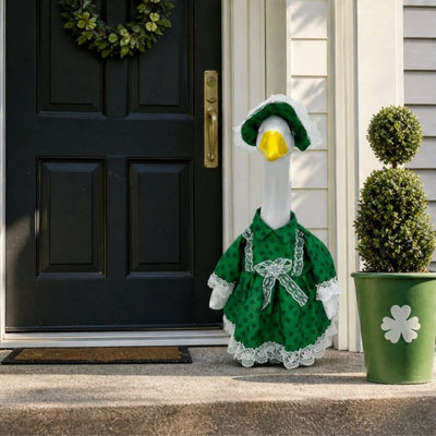 Articles décoratifs pour la Saint-Patrick : Ensemble de robe en dentelle à motifs de trèfles verts pour oies de 58 cm (23 pouces)