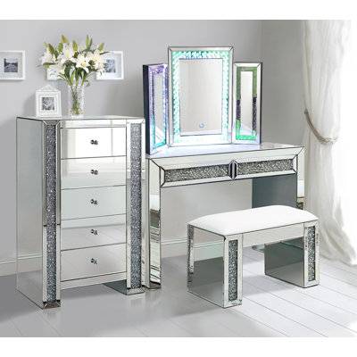 Ensemble coiffeuse et miroir Glam Diamonds