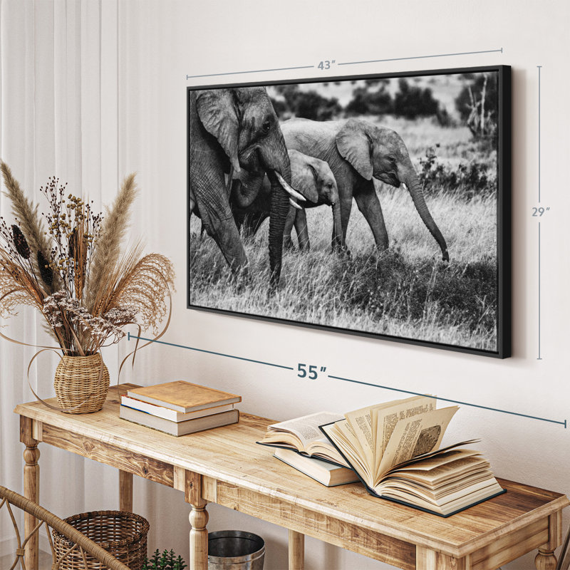 Animal "Famille d'éléphants I", art mural, H 29 po x l 43 po