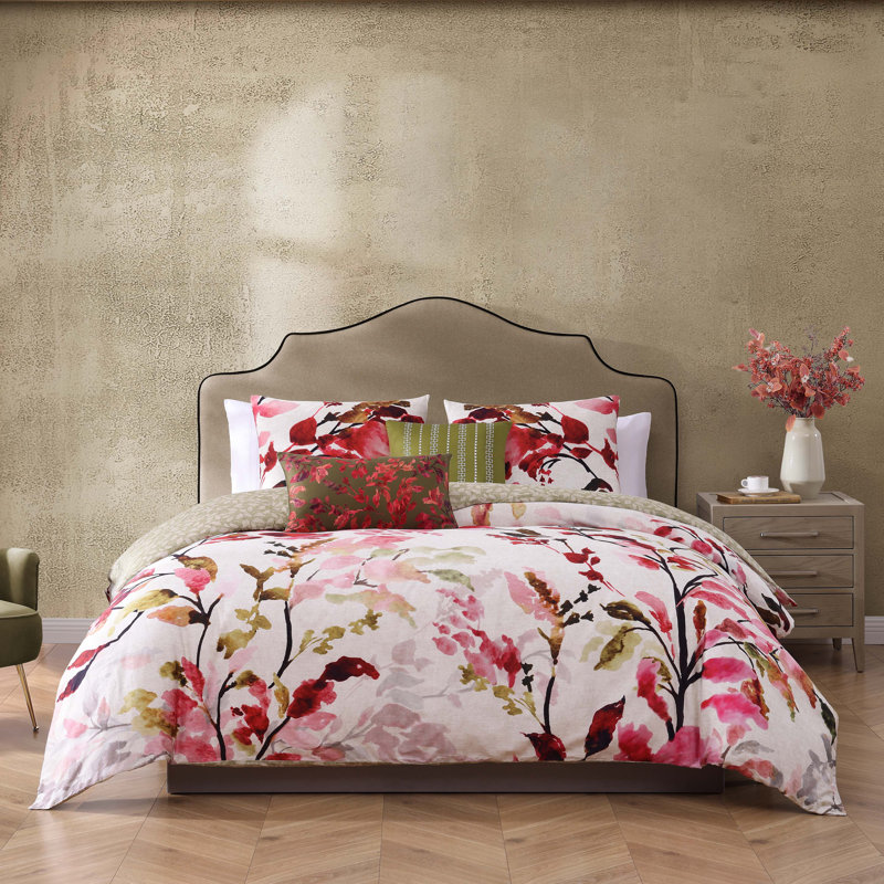 Ensemble d'édredon réversible 100% satin de coton 5 pièces Bebejan, Édredon de très grand lit et 4 pièces additionn
