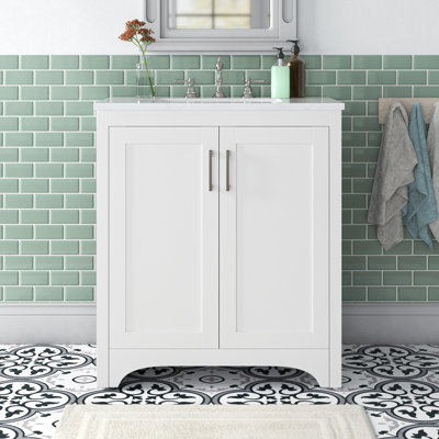 Moore 30'' Single Bathroom Vanity with Engineered Marble Top