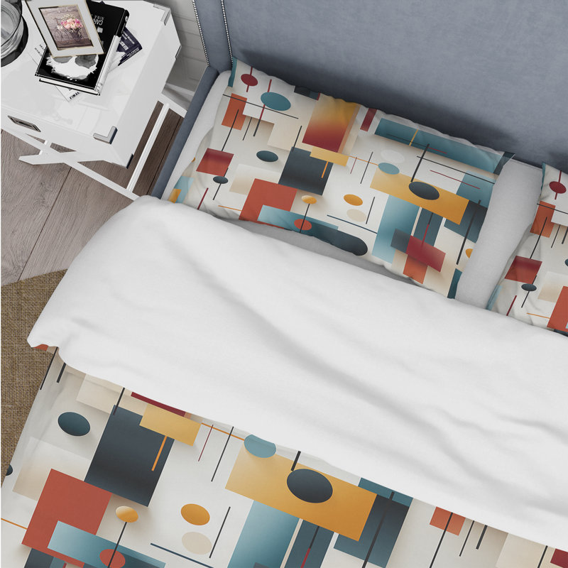 Ensemble de housse de couette classique Classic Cubic Motif - jaune, Housse de couette simple + 1 taie décorative stan