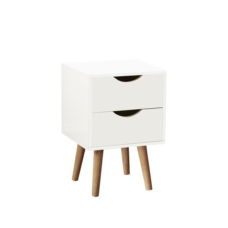 Kennedy 2 Drawer Bedside Table, White