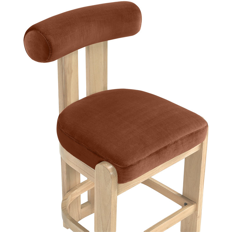 Tabouret de comptoir Arienzo, Naturel, Velours cognac