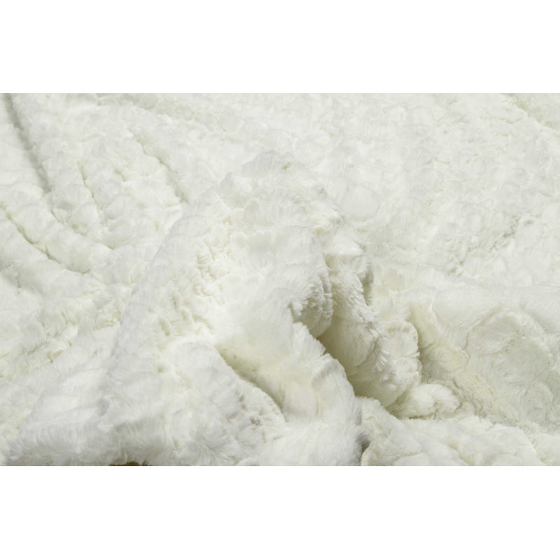 Ivory Faux Fur Knitted Throw Blanket 50" x 70"