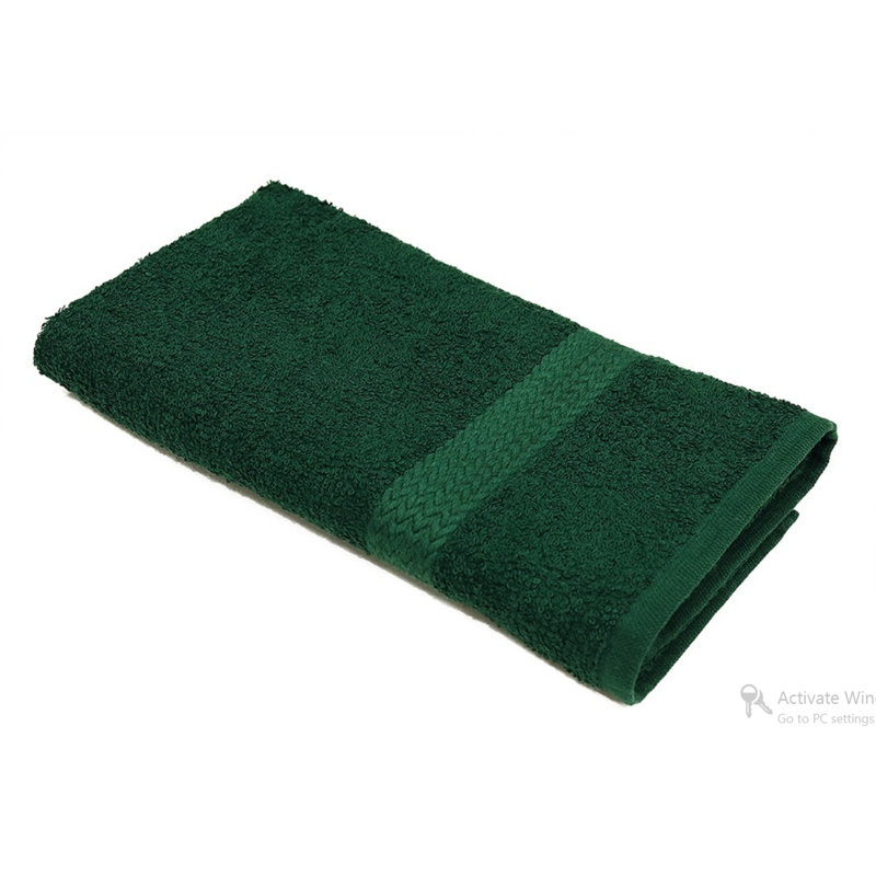 ISC Collection Ring Spun Dobby Border 100% Cotton Bath Towel Set By Rifz, Hunter Green