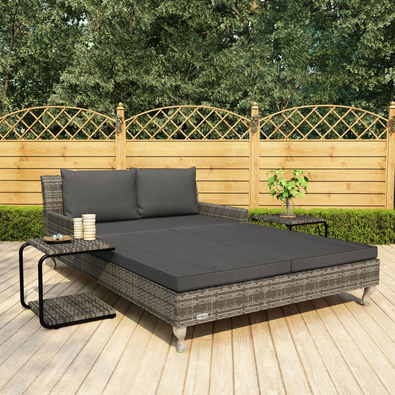 Cohoes 80" Long Single chaise with Cushions, Dark Gray, Gray