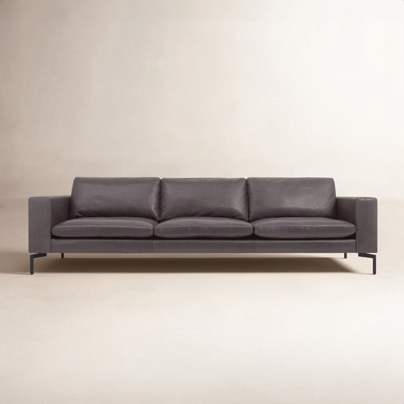 New Standard Sofa, Dark Brown Genuine Leather, 32" H x 104" W x 35" D