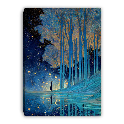 Golden Night Reflections Wrapped Canvas Wall Art