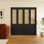 Portes pliantes 60 po x 80 po en bois manufacturé noir massif et imitation rotin