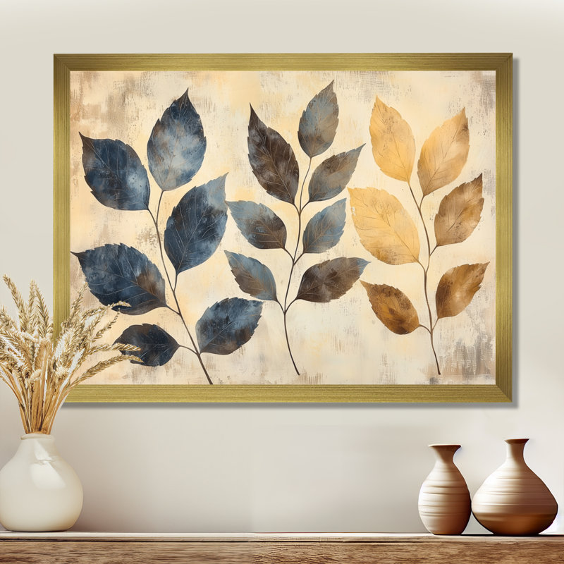 Murchison - Floral Large Wall Art, Single Picture Framed Print, 30" H x 40" W, Gold