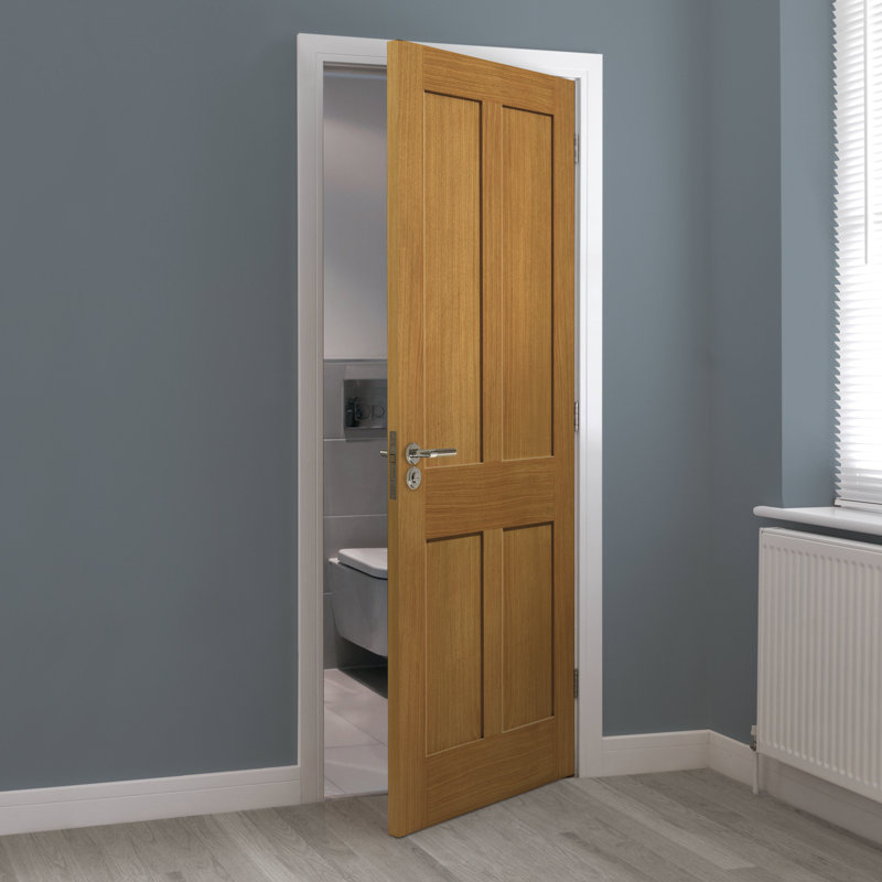 Rushmore Solid Oak Fire Door Unfinished, 198.1cm H x 68.6cm W x 4.4cm D