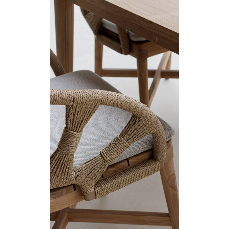 Krabi Outdoor Teak Dining Armchair, Canvas Natural Sunbrella® Canvas