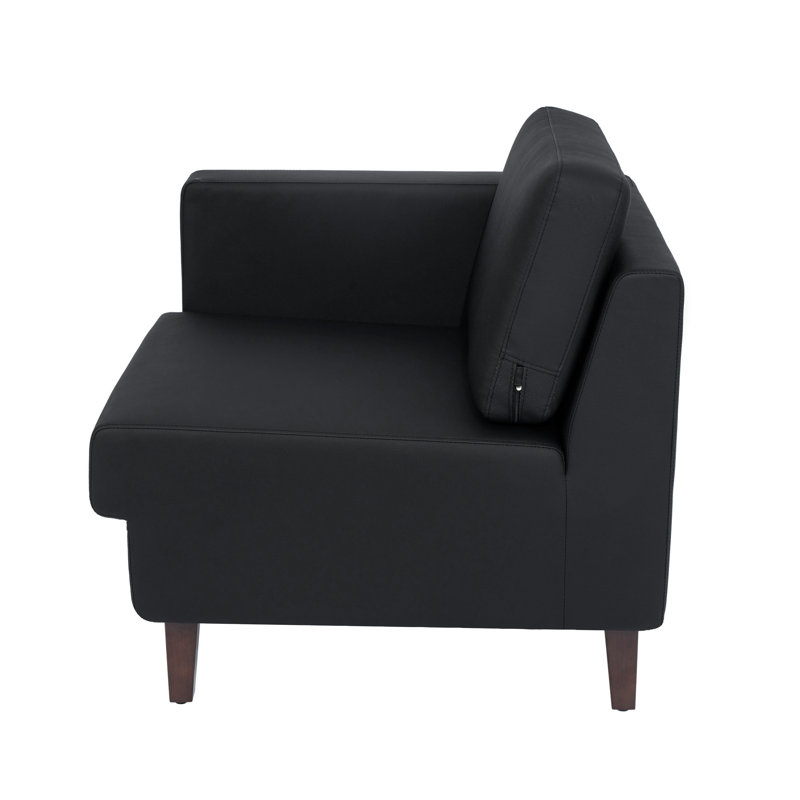Commercial Modular Left Arm Chair With AC And USB And USB-C Chargers, Black