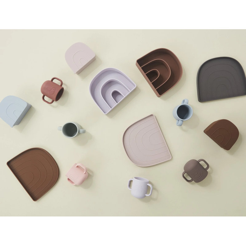 Rainbow Silicone Appetizer Plate, Rose/Fudge