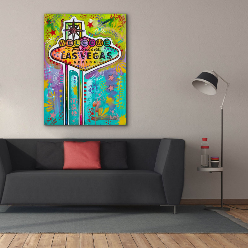 «Las Vegas Sign» par Dean Russo, art mural sur toile, H 54 po x l 40 po x P 1,5 po