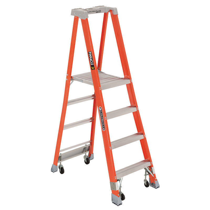 4 ft Orange Fiberglass Pinnacle Platform Ladder with 300 lbs Capacity