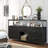43.3"w Dresser Tv Stand With Power Outlets & Led Lights - 5 Fabric Storage Drawers-203269667