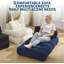 Canapé-lit pliant portable 3 en 1, fauteuil convertible avec dossier ergonomique et oreiller, canapé de sol compact, bleu marine-78376702-78376699
