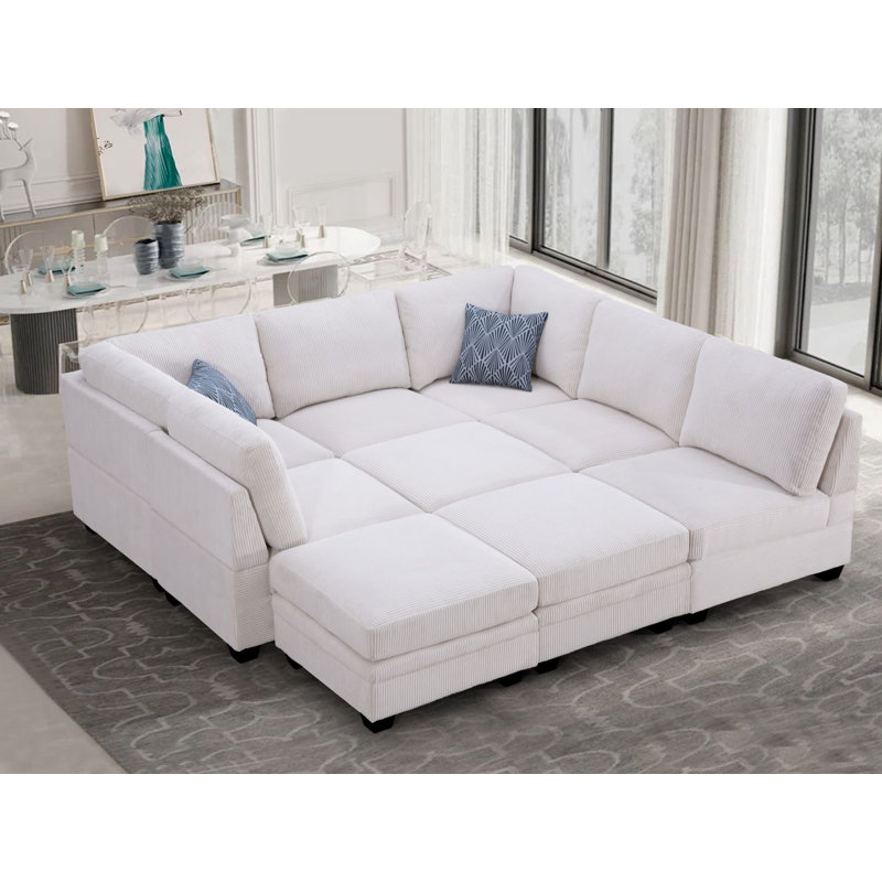 Canapé modulaire modulaire flexible, Velours côtelé crème
