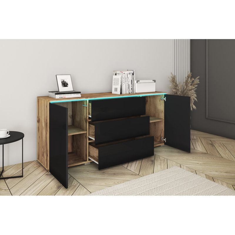 Aayran 150cm Sideboard, Black/Wotan