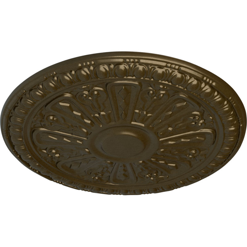 Endurathane Raymond Ceiling Medallion, 18"OD x 1 1/4"P (Fits Canopies up to 5 3/8"), Hand-Painted Gobi Desert Finish, Brass