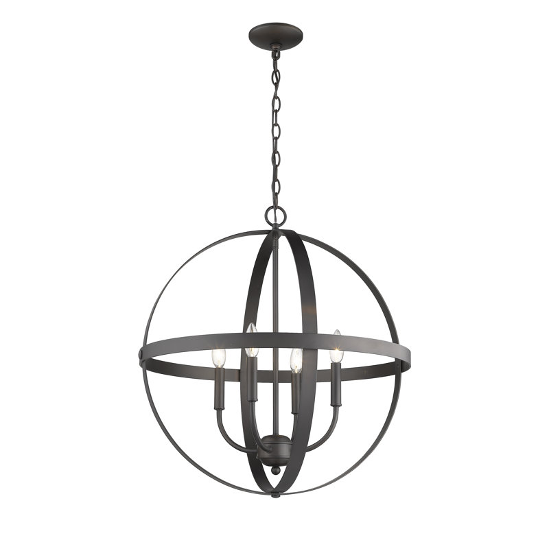 Lustre globe à 4 lumières Aarren, Bronze huilé