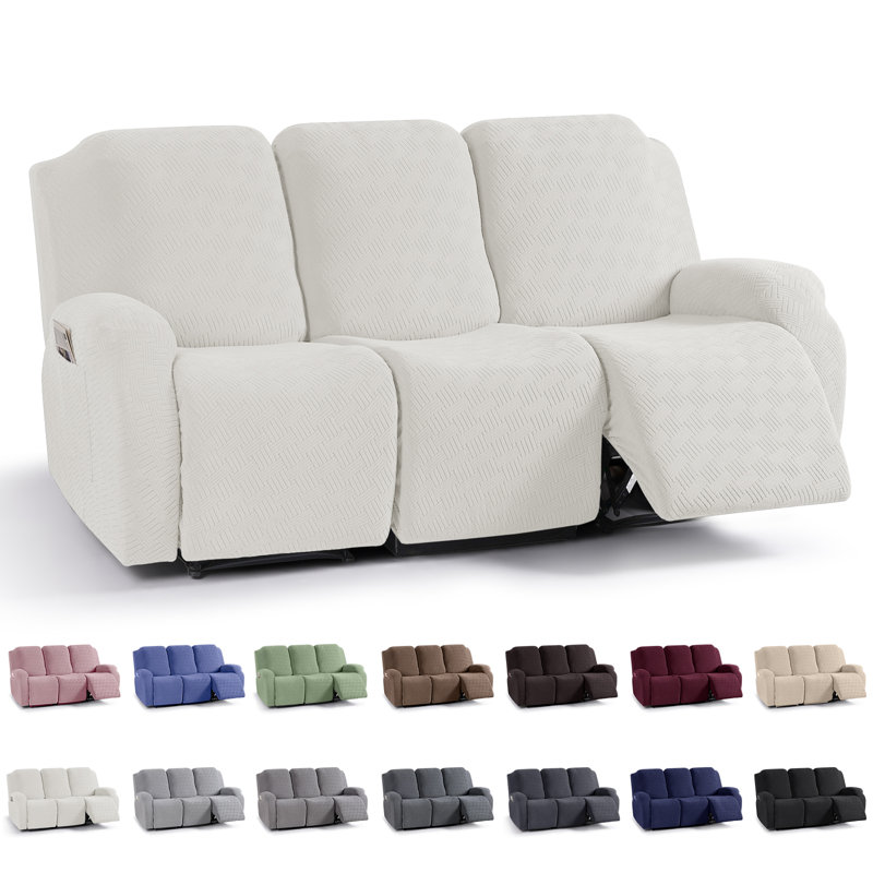 Couvre-fauteuil inclinable avec coussins élastiques pour enfants 3 pièces Wald, Laiteux