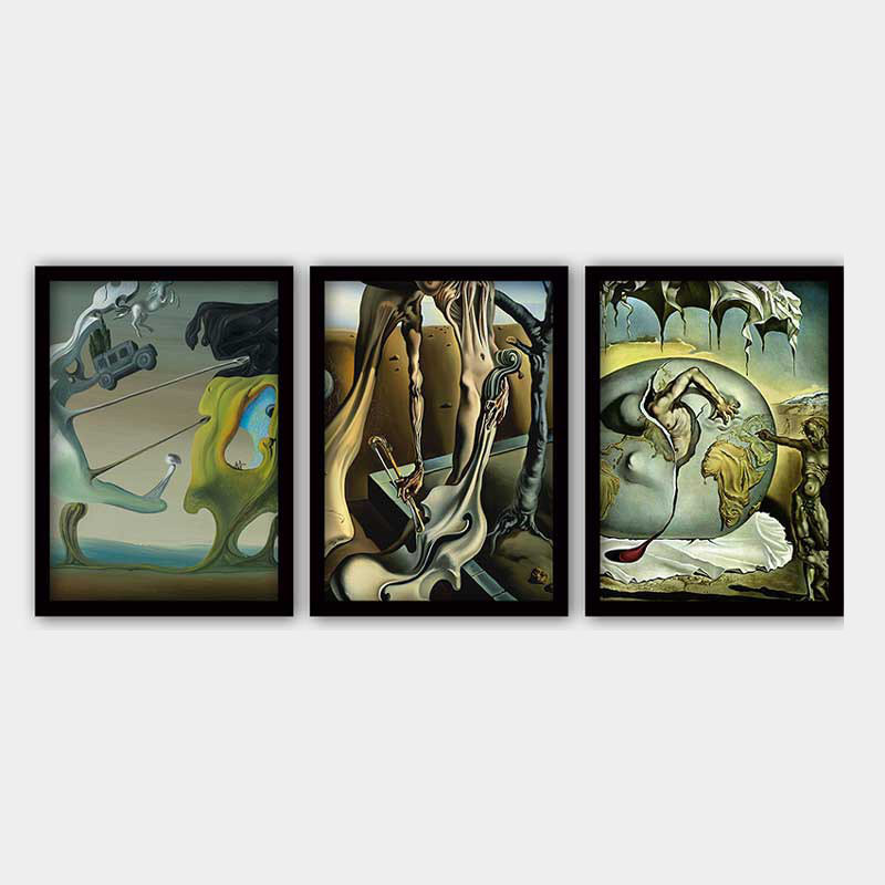 Ensemble de 3 peintures élégantes encadrées décoratives, 13,8 x 17,7 pouces chacune | 100% bois avec cadre 100% polystyrène (épaisseur: 0,8 pouce) | Impression numérique UV, parfaite pour le salon et la décoration intérieure