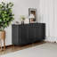 Armoire moderne en bois laqué noir à 4 portes - Buffet buffet pour le salon, le vestibule, le bureau, la cuisine et la salle à manger