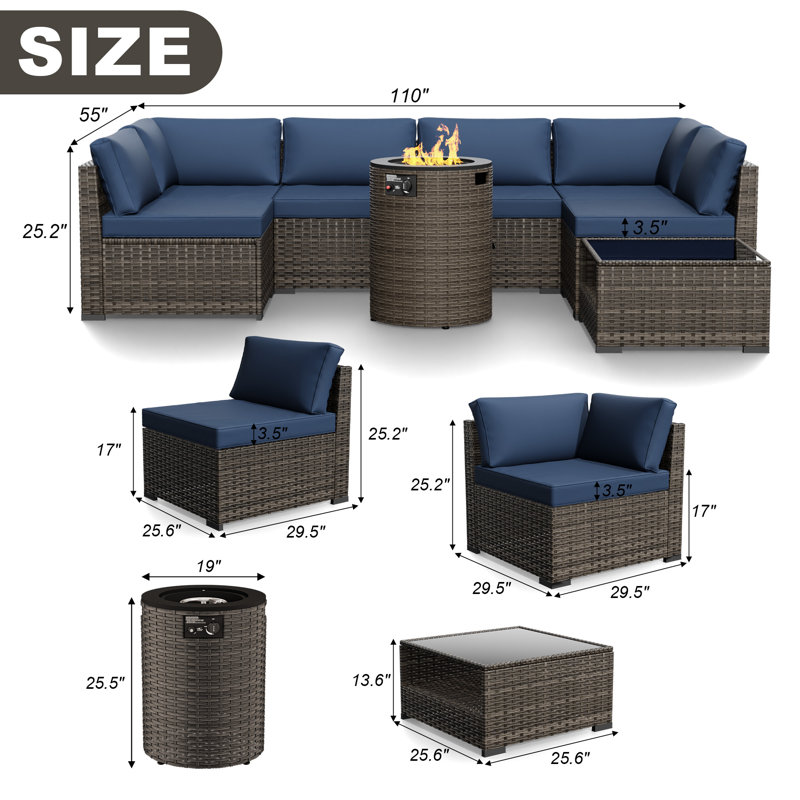 Ensemble de conversation modulaire avec foyer, Marine