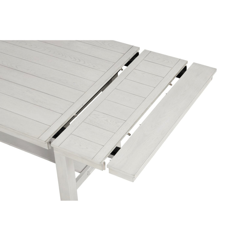 Table de salle à manger moderne et rustique 7 pièces avec table à tréteaux rectangulaire en chêne blanc et 6 chaises d'appoint en bois à dossier croisé de style transitionnel